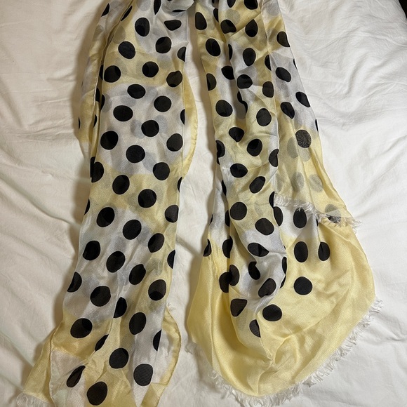 Dries Van Noten Silk Polka Dot Scarf in Beige Yellow and Black - Picture 3 of 3